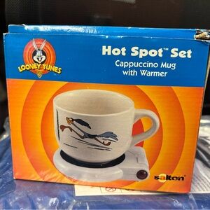 Vintage Looney Tunes Cappuccino Mug Warmer Set Road Runner Salton Hot Spot